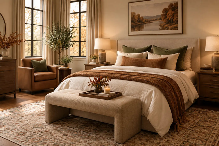 The Fall Bedroom, Fully Styled: Walnut, Linen and a Touch of Rust