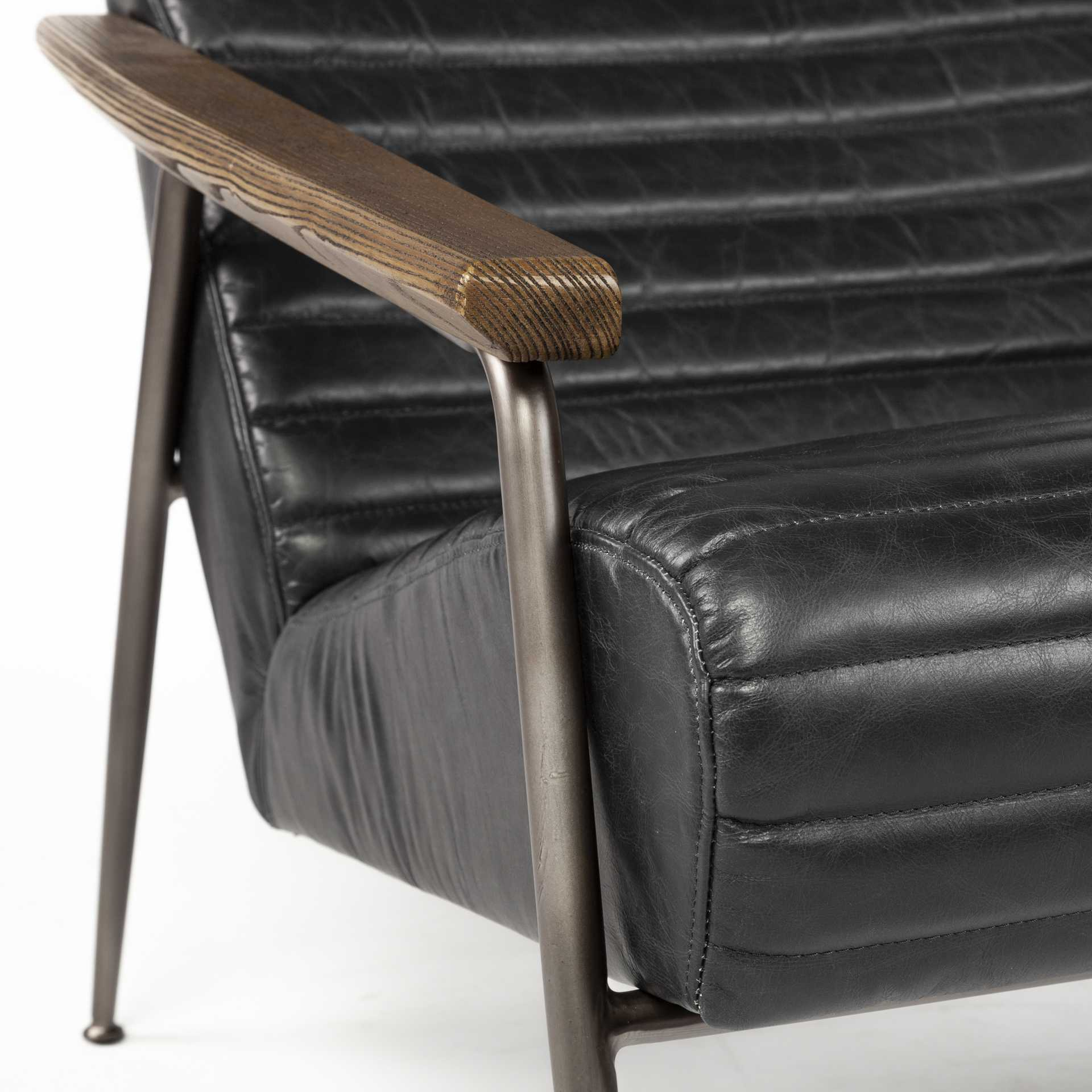Homeroots furniture Industrial Black Leather Arm Chair