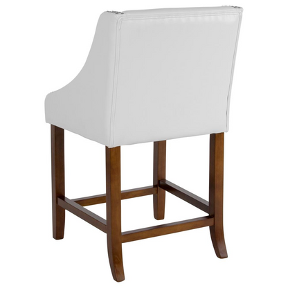 Carmel Series 24" High Transitional Walnut Counter Height Bar Stool with Nail Trim