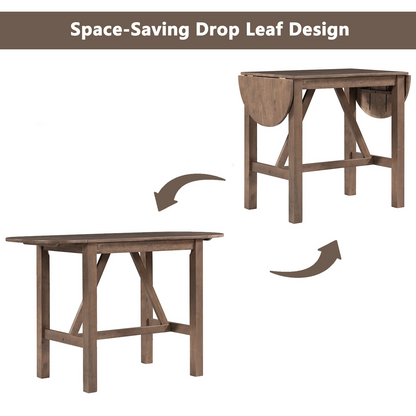 3-Piece Wood Counter Height Drop Leaf  Dining Table Set with 2 Upholstered Dining Chairs for Small Place, Brown Môdern Space Gallery
