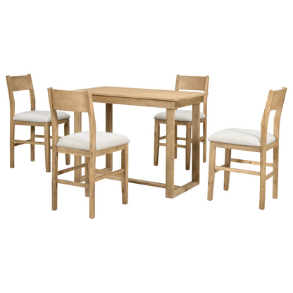 Farmhouse Counter Height 5-Piece Dining Table Set with 1 Rectangular Dining Table and 4 Dining Chairs for Small Places,Brown Môdern Space Gallery