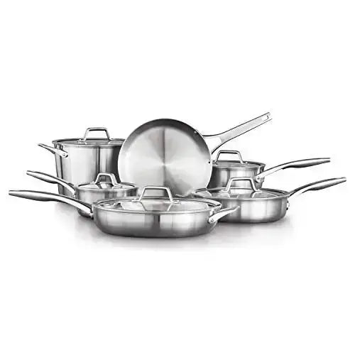 Calphalon Signature Cookware Set, Silver - 10 Piece for sale