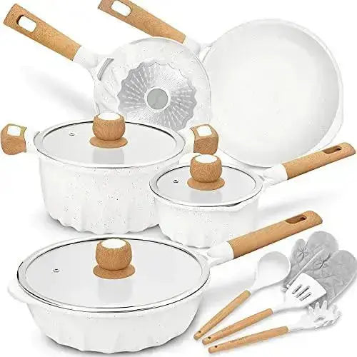 Cooklover 13-Piece Cookware Set, PFOA Free + Cooking Utensils – White