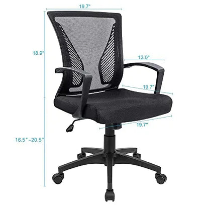 Furmax Office Chair | Swivel Ergonomic Mesh Chair with Armrest - Black Furmax