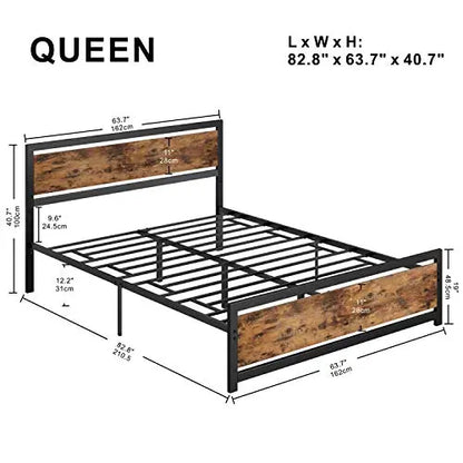 Industrial Platform Bed - Vintage Brown LIKIMIO