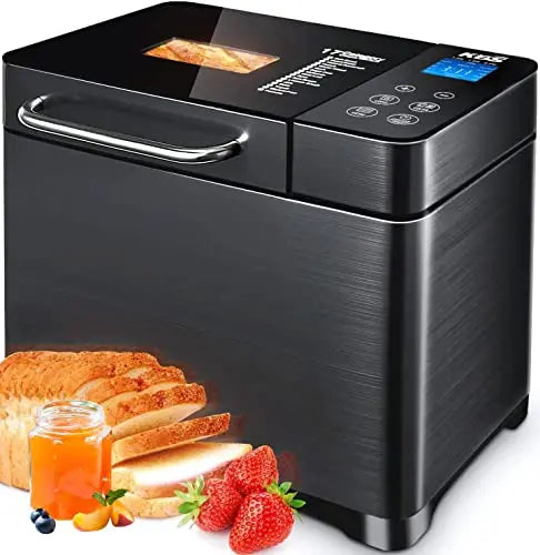 KBS 19-in-1 Bread Maker, 650W Automatic Bread Machine Stainless  Steel with Ceramic Pan, 15H Timer and 1H Keep Warm, Dough Maker,Yogurt,3  Loaf Sizes 3 Crust Colors, 2LB Bread Maker Machine with