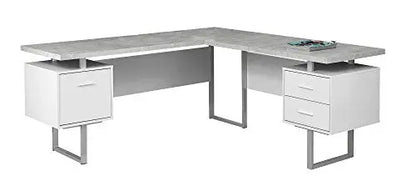 Monarch Specialties Computer Desk, 70" L - White/Cement Monarch Specialties