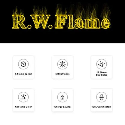 R.W.FLAME 60" Recessed and Wall Mounted Electric Fireplace, Adjustable Flame Color and Speed - Black R.W.FLAME
