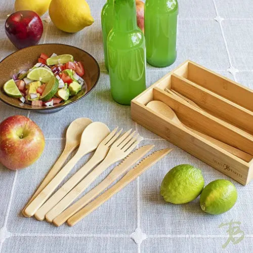 Totally Bamboo 12-Piece Reusable Bamboo Flatware Set with Portable Storage Case - Natural Totally Bamboo