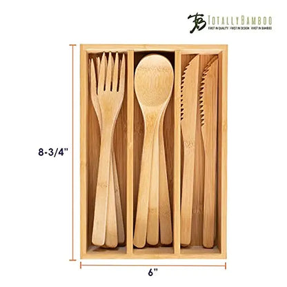 Totally Bamboo 12-Piece Reusable Bamboo Flatware Set with Portable Storage Case - Natural Totally Bamboo