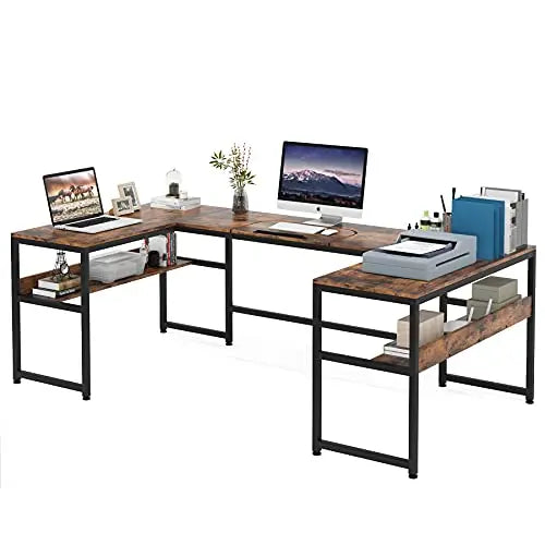 Tribesigns U-Shaped Desk and Tilting Drawing Board - Rustic Tribesigns