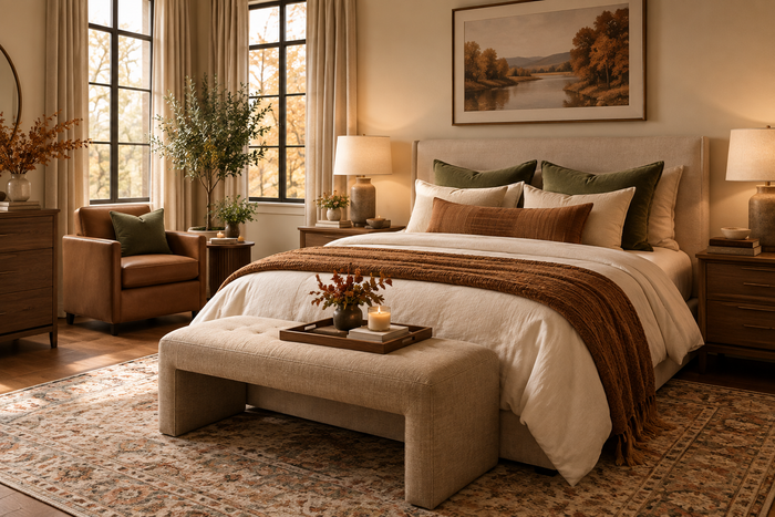 The Fall Bedroom, Fully Styled: Walnut, Linen and a Touch of Rust