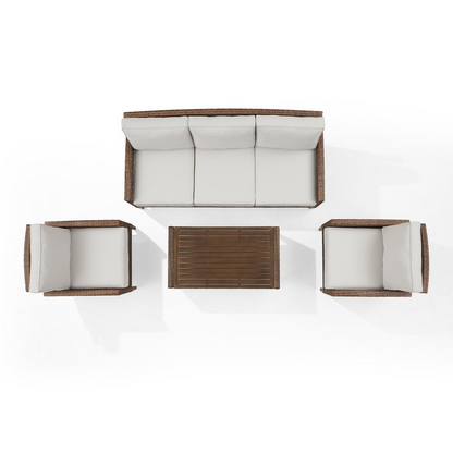 Capella Outdoor Wicker 4Pc Sofa Set Creme/Brown - Coffee Table, Sofa, & 2 Armchairs Môdern Space Gallery