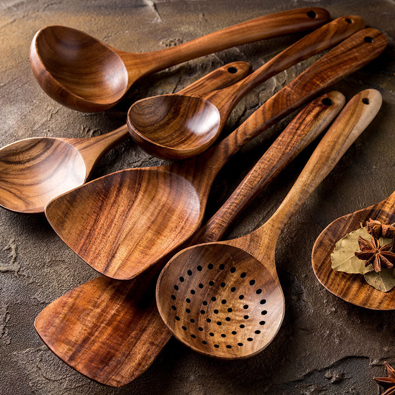 Thai Teak Wood Kitchen Utensils Set