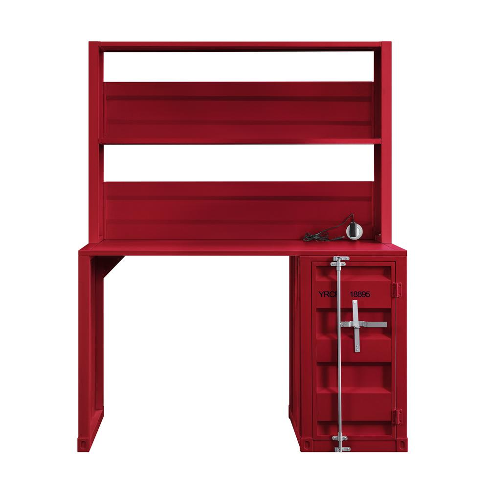 Cargo Desk and Hutch, Industrial Metal Desk - Red