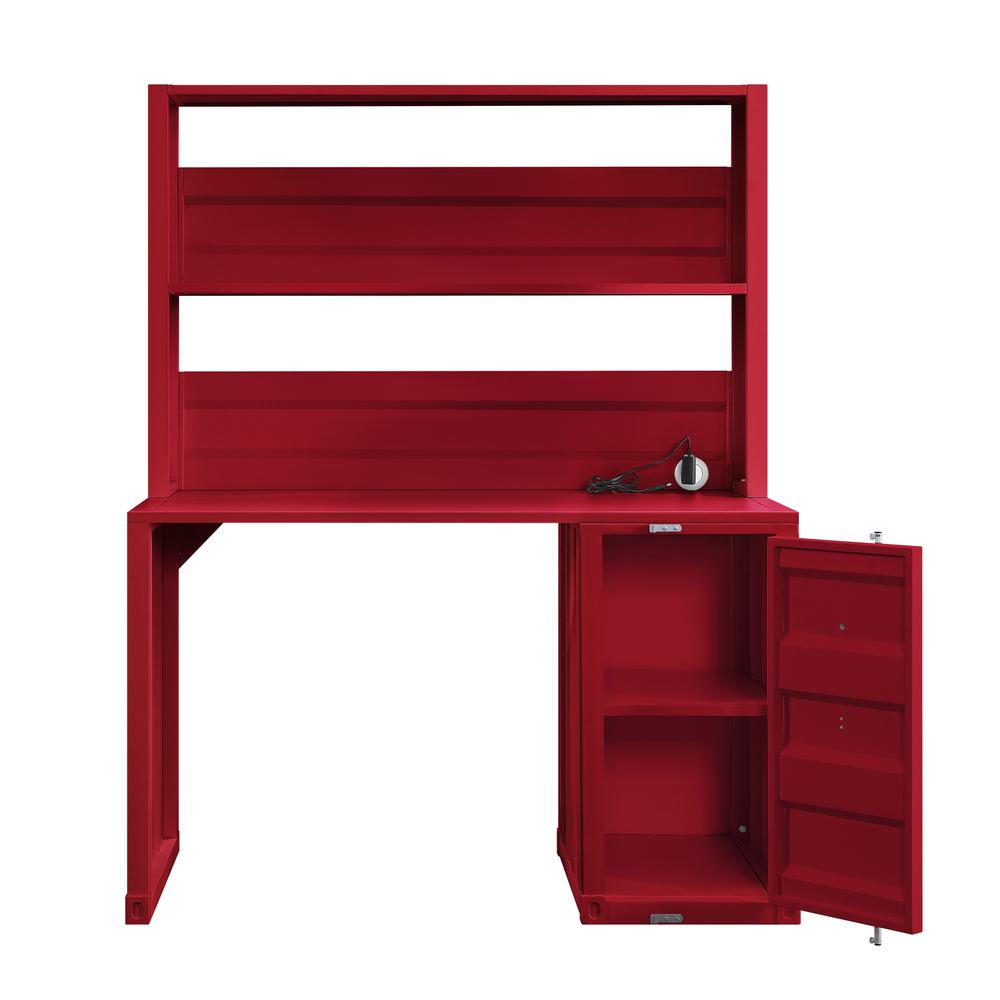 Cargo Desk and Hutch, Industrial Metal Desk - Red