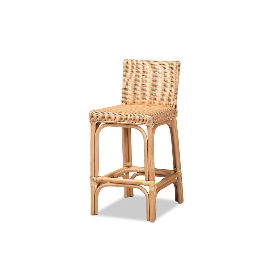 bali & pari Athena Modern and Contemporary Natural Finished Rattan Counter Stool Môdern Space Gallery