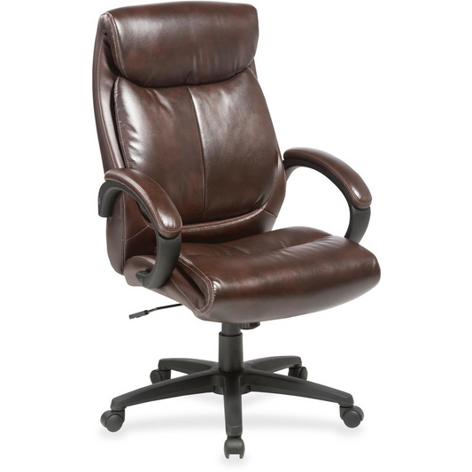 Lorell Executive Chair - Brown Bonded Leather Seat - Brown Bonded Leather Back - High Back - 1 Each Môdern Space Gallery