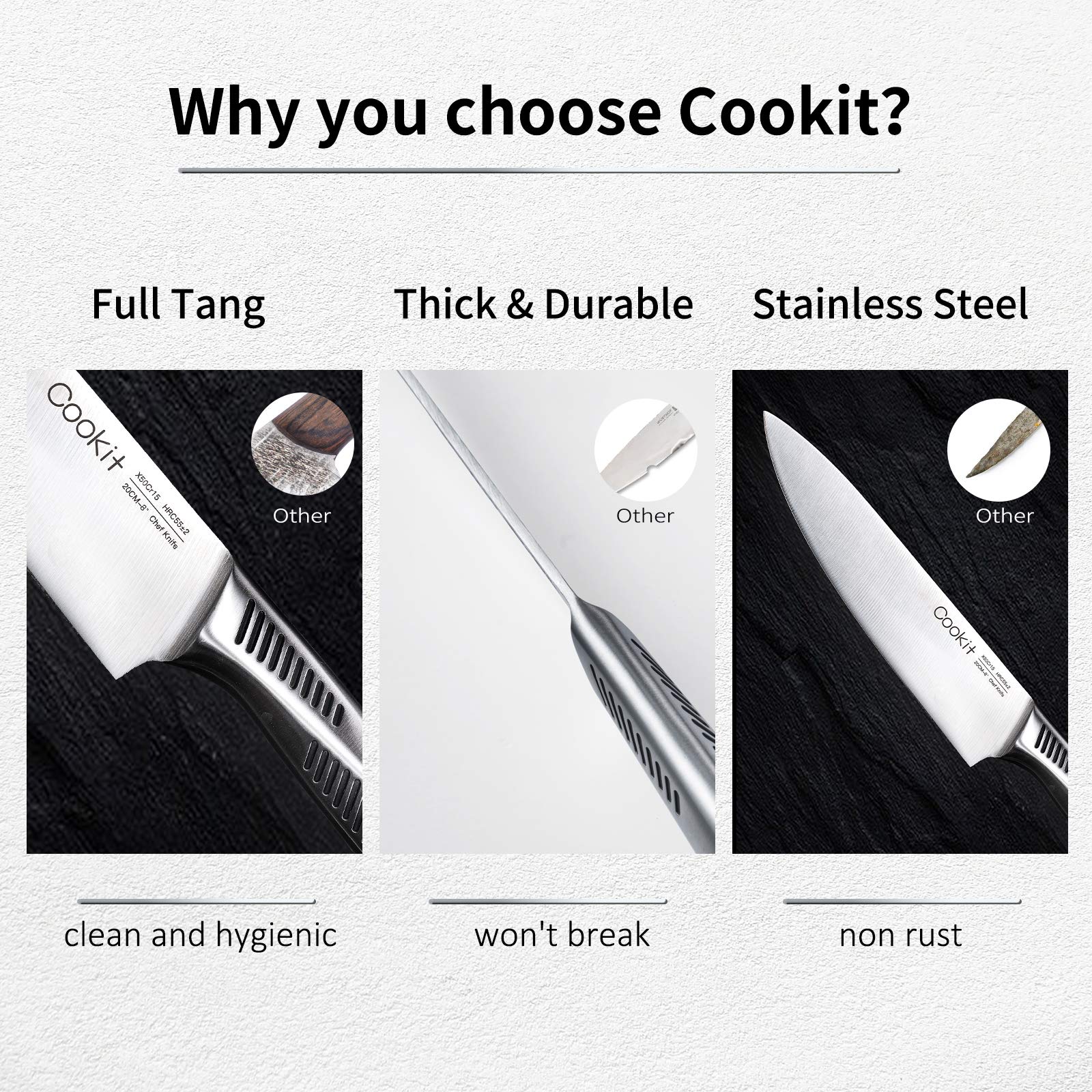 cookit kitchen knife set german stainless steel