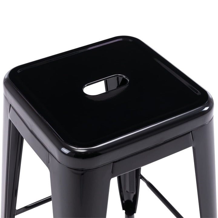 24 Inch Metal Bar Stools Set of 2, Stackable for Indoor Outdoor, Black 
