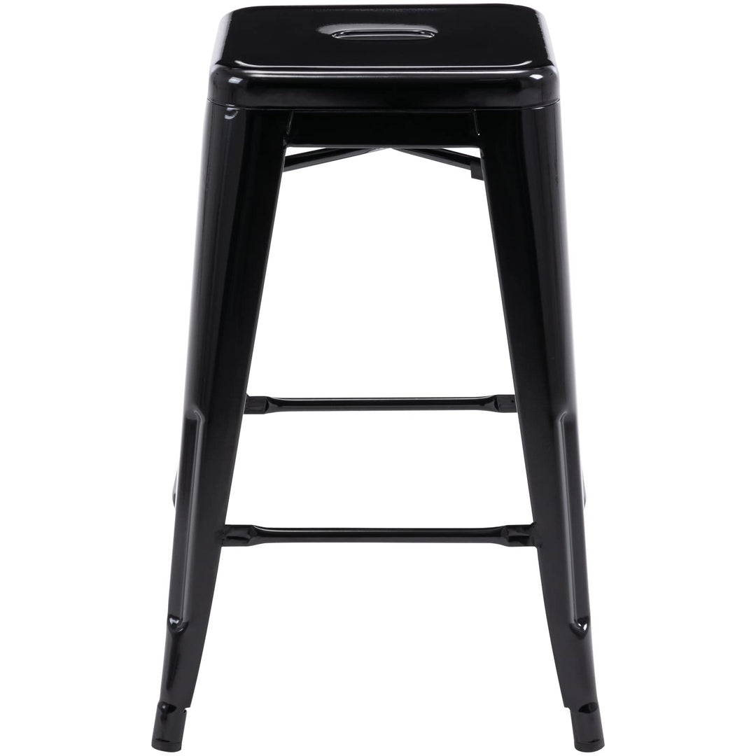 24 Inch Metal Bar Stools Set of 2, Stackable for Indoor Outdoor, Black 