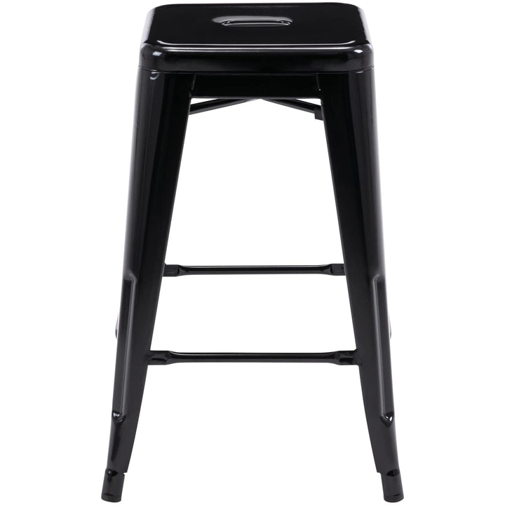 24 Inch Metal Bar Stools Set of 2, Stackable for Indoor Outdoor, Black 