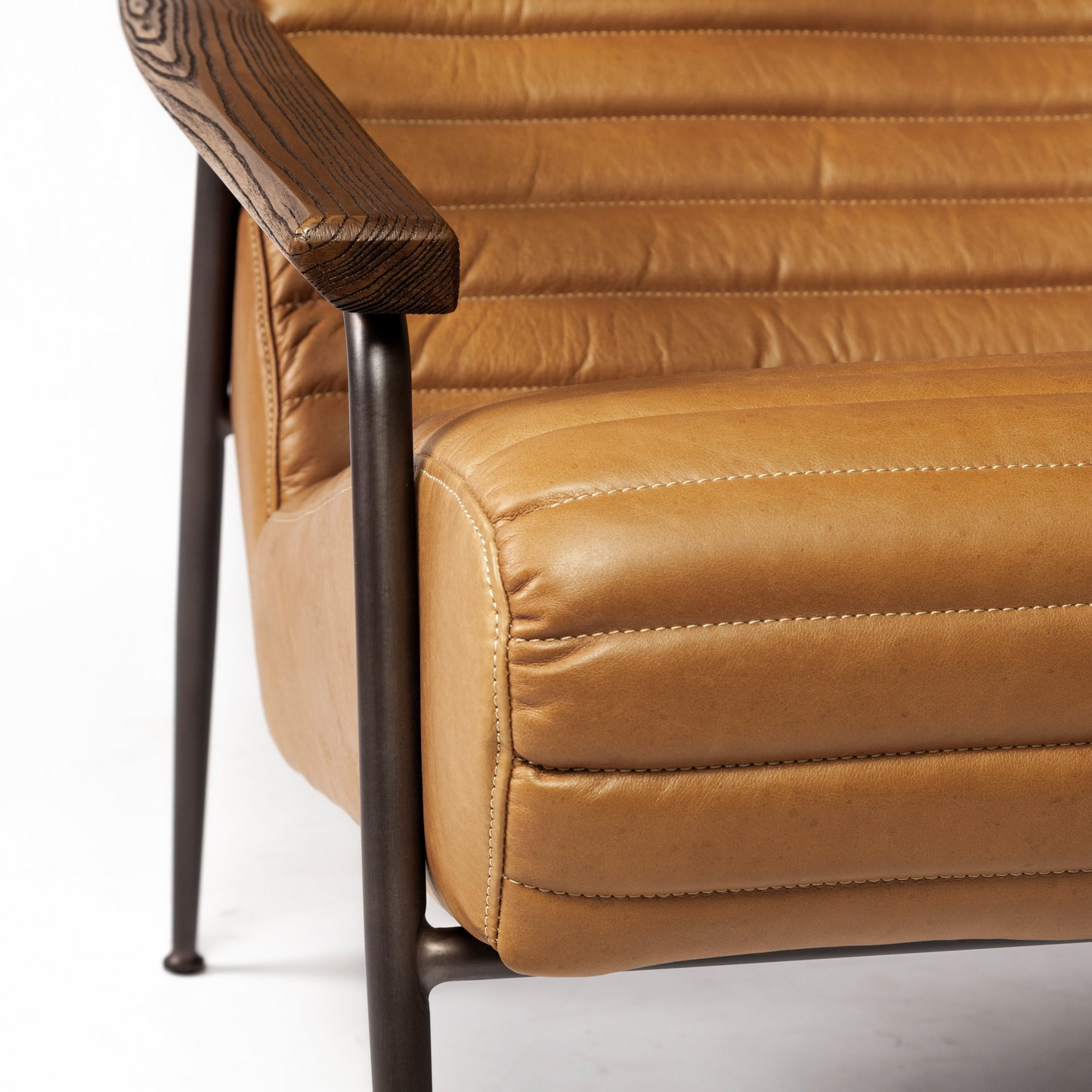 Industrial Tan Faux Leather Arm Chair