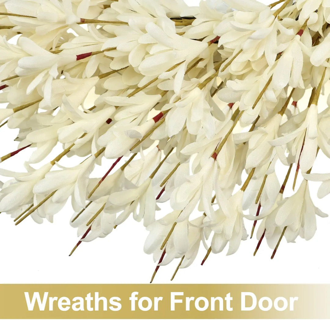 26 Inch Realistic Full Fall Wreath for Front Door Outside, Autumn Wreath, White