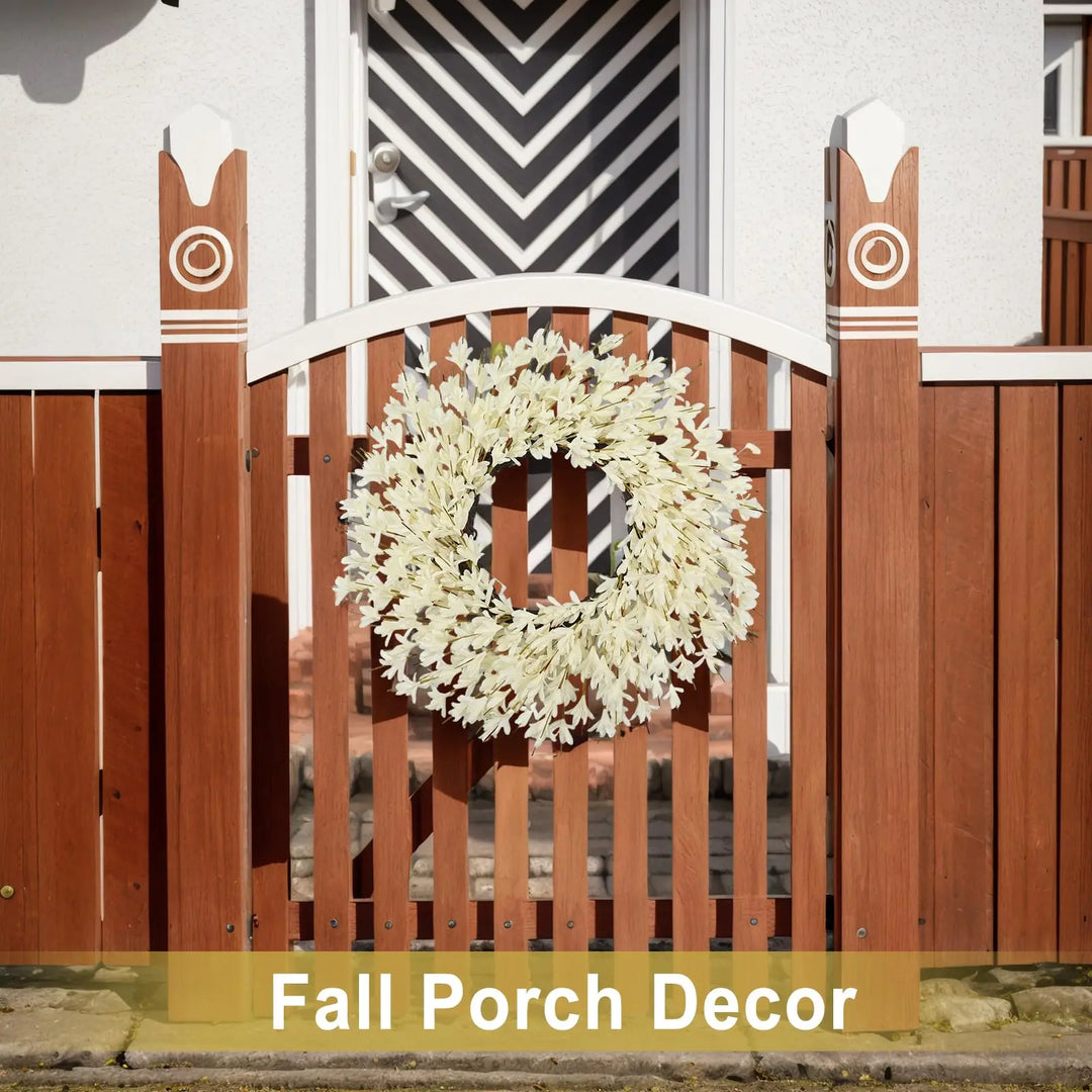 26 Inch Realistic Full Fall Wreath for Front Door Outside, Autumn Wreath, White