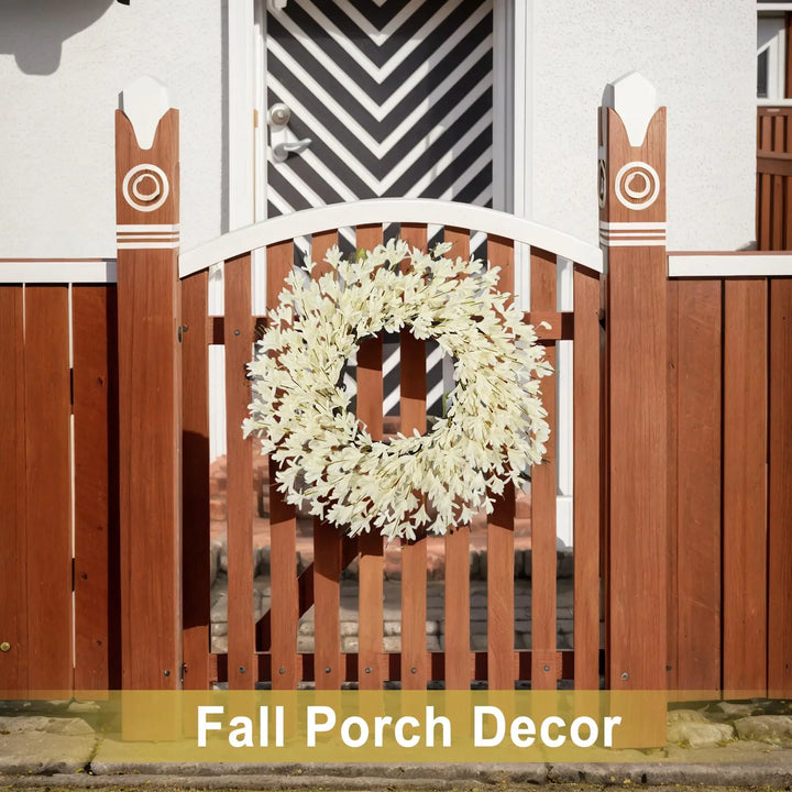 26 Inch Realistic Full Fall Wreath for Front Door Outside, Autumn Wreath, White