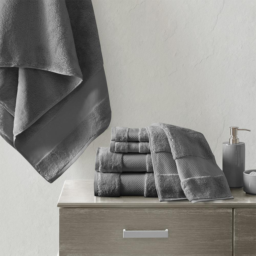 Madison Park Signature Bath Towel Set, 100% Turkish Cotton - Charcoal, MPS73-454