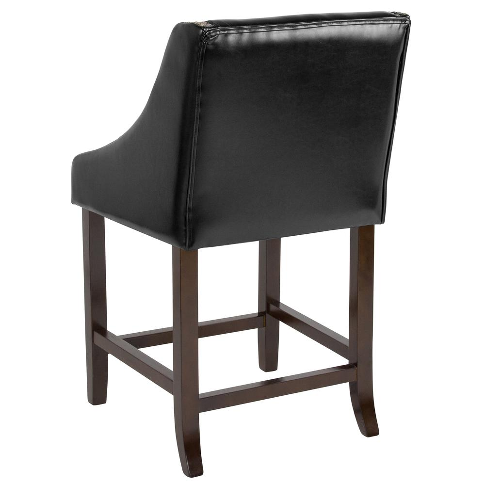Carmel Series 24" High Transitional Walnut Counter Height Bar Stool with Nail Trim
