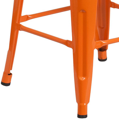 24" High Backless Orange Metal Counter Height Stool with Square Wood Seat Môdern Space Gallery