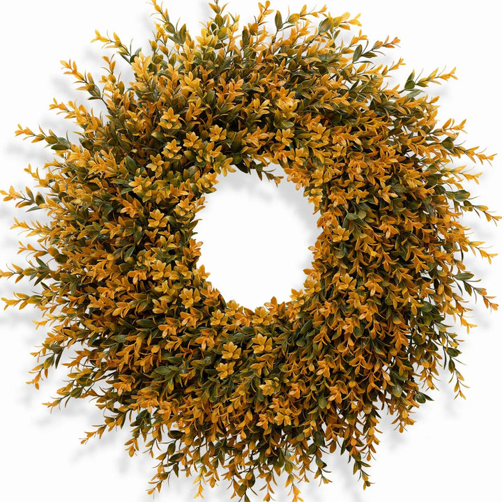28 Inch Large Full Boxwood Wreath for Front Door Porch Window, Orange