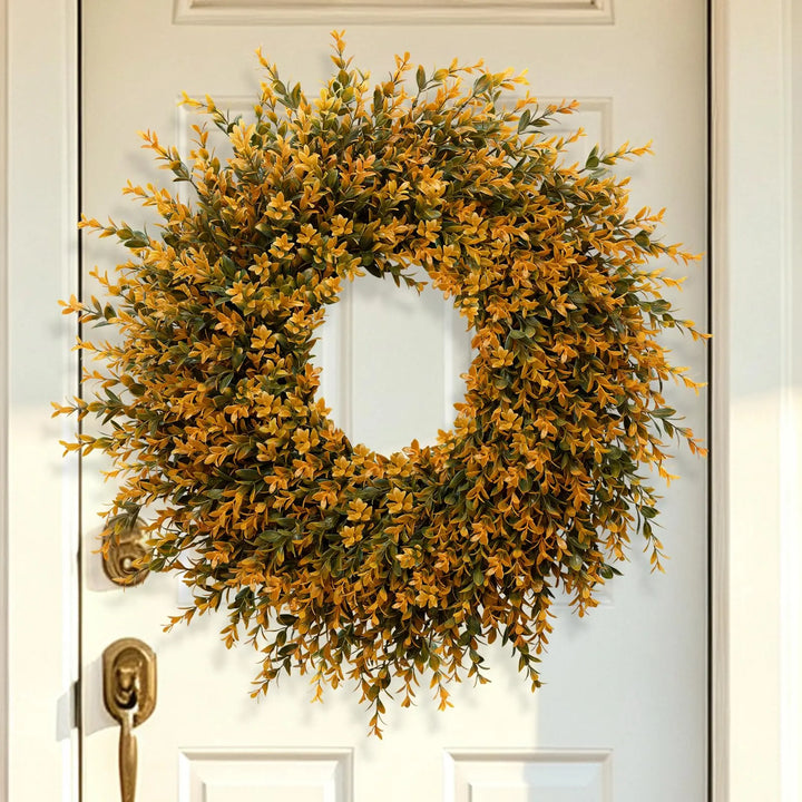 28 Inch Large Full Boxwood Wreath for Front Door Porch Window, Orange