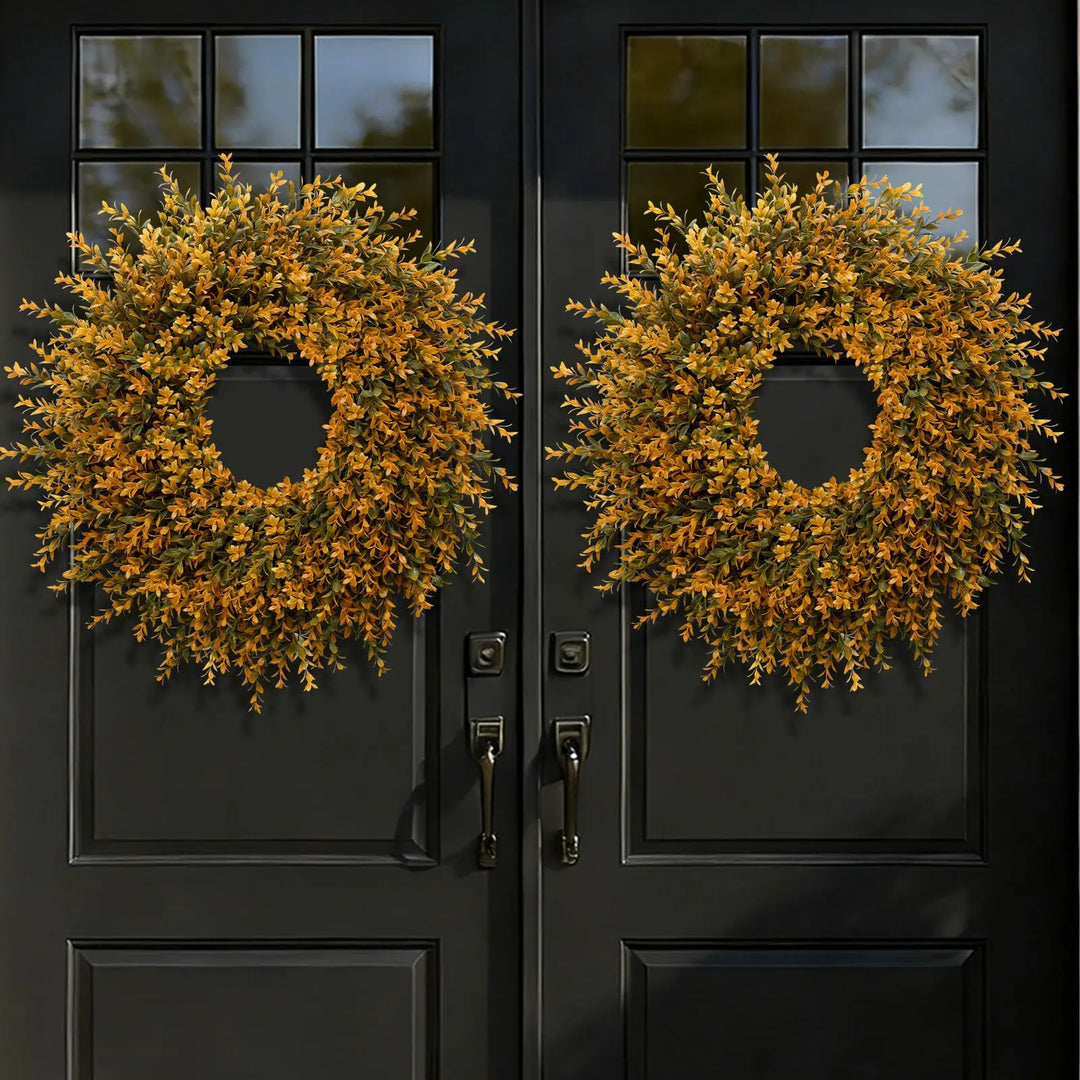 28 Inch Large Full Boxwood Wreath for Front Door Porch Window, Orange