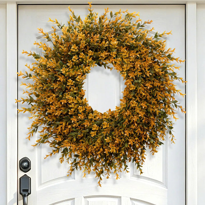 28 Inch Large Full Boxwood Wreath for Front Door Porch Window, Orange
