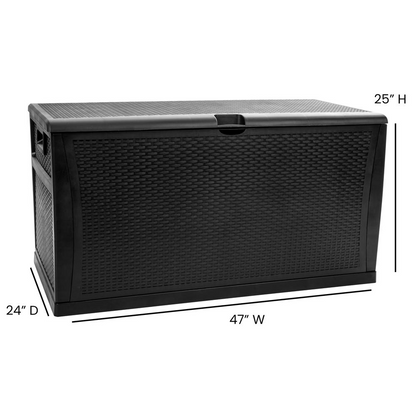 120 Gallon Plastic Deck Box - Outdoor Waterproof Storage Box for Patio Cushions, Garden Tools and Pool Toys, Black Môdern Space Gallery