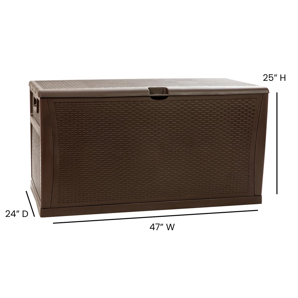 120 Gallon Plastic Deck Box - Outdoor Waterproof Storage Box for Patio Cushions, Garden Tools and Pool Toys, Brown Môdern Space Gallery