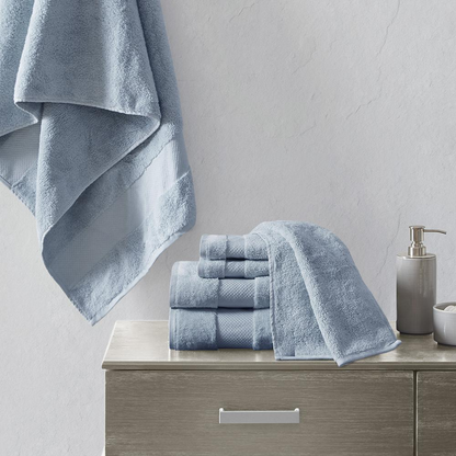 Madison Park Signature Bath Towel Set, 100% Cotton - Blue, MPS73-416