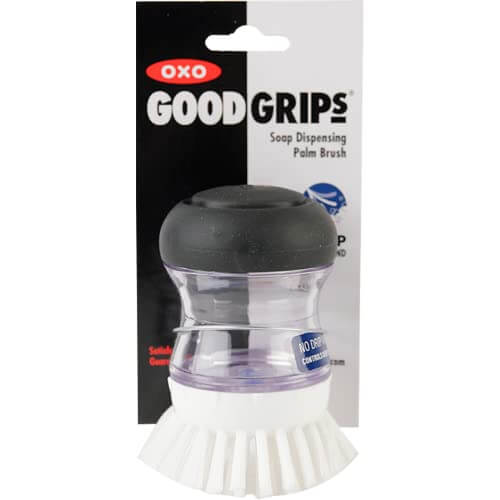 OXO Good Grips Soap Dispensing Palm Brush, Black/Clear/White