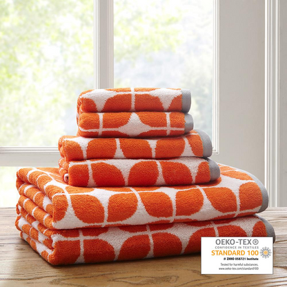 Intelligent Design Lita Bath Towel Set, 6-PC 100% Cotton Jacquard - Orange