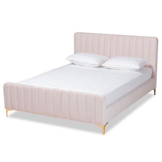 Gold Finished Queen Size Platform Bed Môdern Space Gallery