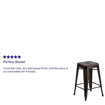 Commercial Grade 24" High Backless Distressed Copper Metal Indoor-Outdoor Counter Height Stool Môdern Space Gallery