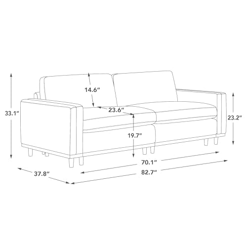 CHITA Super Large Luxury Loveseat Sectional Modular Sofa, Down Filled Modern Sofa, Deep Seat Comfty Cloud Couch, 83 inch Width, 2 Seat Couch, Solid Wood Leg, Grey 