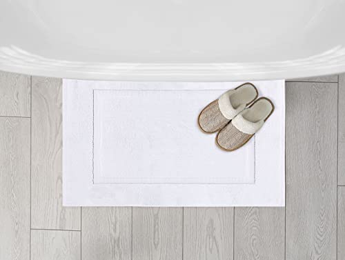 Utopia Towels Cotton Banded Rug Bath Mats, [Not a Bathroom Rug] 21x34 Inches, 100% Ring Spun Cotton - Highly Absorbent and Machine Washable Shower Bathroom Floor Towel, White, 2 Pack Utopia Towels