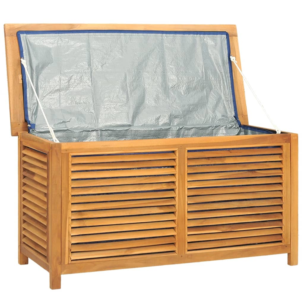 vidaXL Patio Storage Box with Bag 44.9"x19.7"x22.8" Solid Wood Teak Môdern Space Gallery