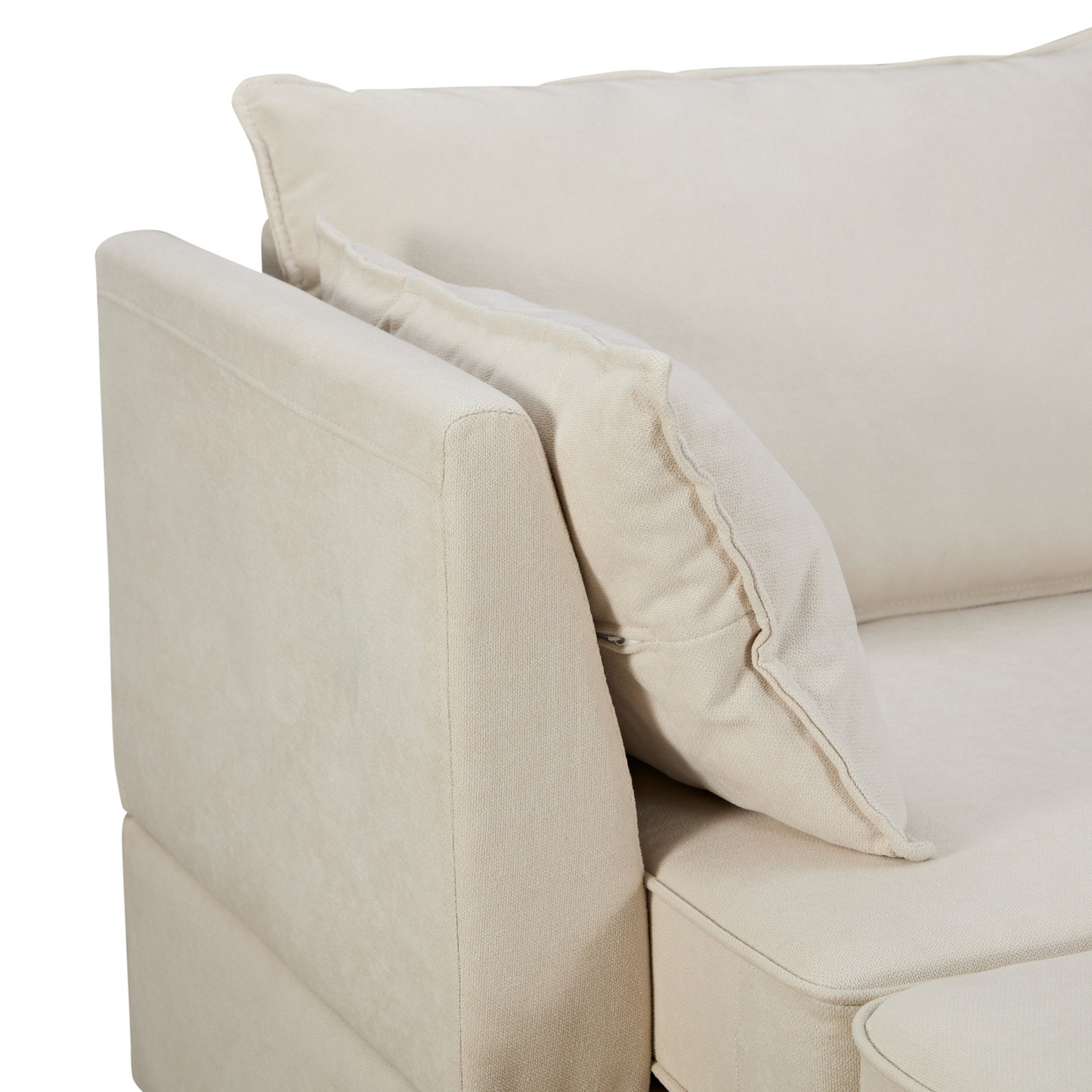 VTNG Furniture U-Shape Modular Sectional Sofa, Beige