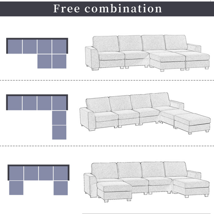 3 Pieces U shaped Sofa with Removable Ottomans Môdern Space Gallery