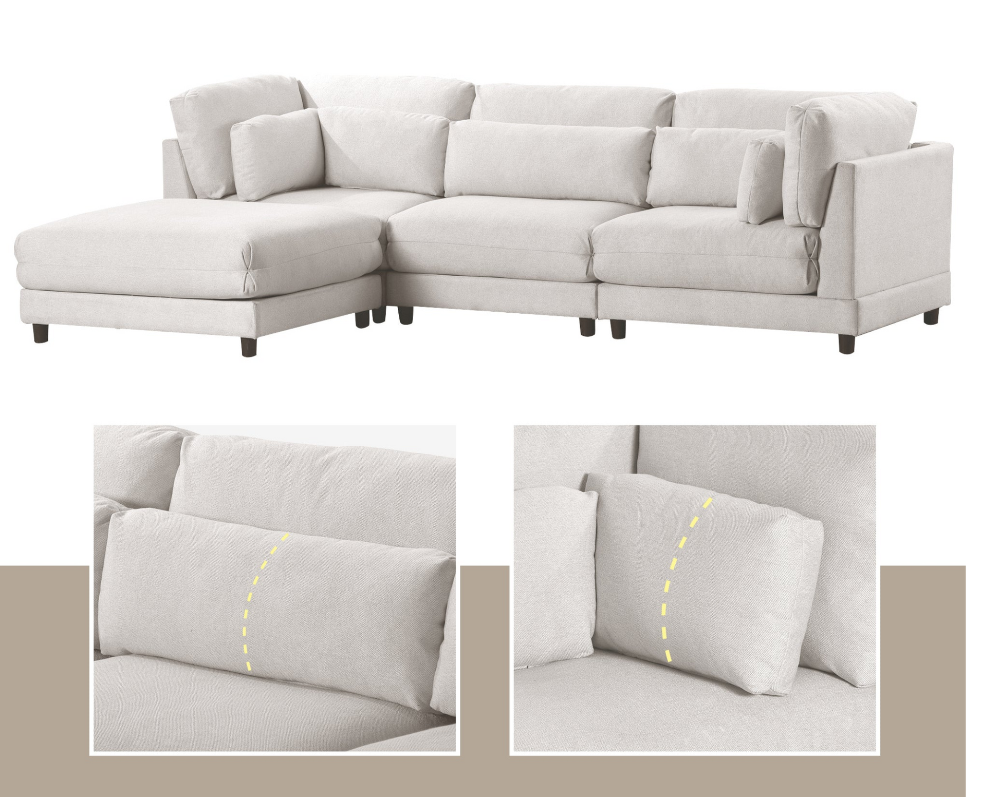 vntg 2 Pieces L shaped Sofa with Removable Ottoman